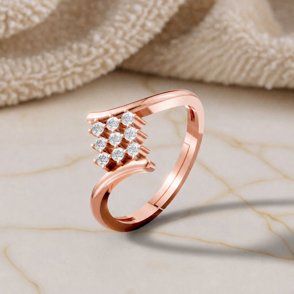 925 Sterling Silver Rose Gold CZ Cluster Ring for Women