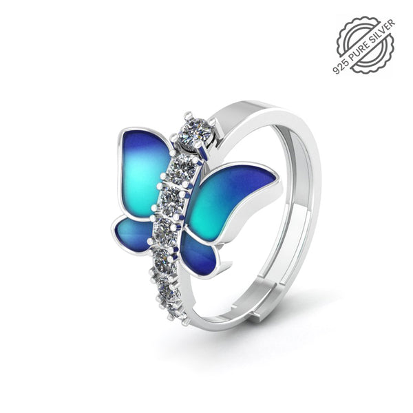 Pure 925 Silver Blue Butterfly Special Ring for Ladies