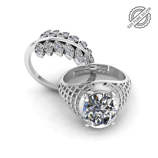 Pure 925 Silver Glamira Jonasia Leaf Shape Special Couple's Ring