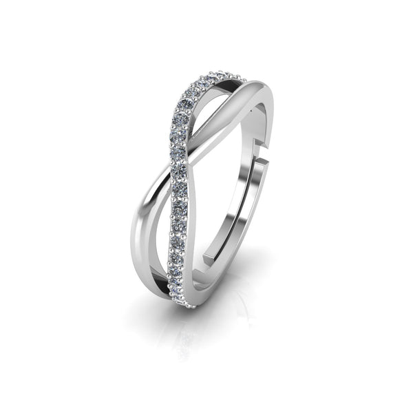 Miss Highness 925 Sterling Silver Adjustable Infinity Ring | Rhodium-Plated CZ Band for Women & Girls