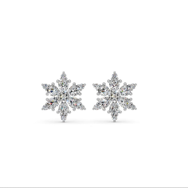 Miss Highness 925 Silver Snowflake Earrings with Zircon Stones For Women