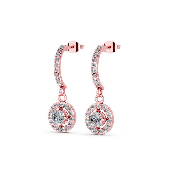 Miss Highness Rose Gold Dangle Earrings in 925 Silver & Zircon For Women