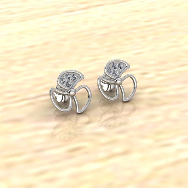 Silver Flower Earring with Diamond