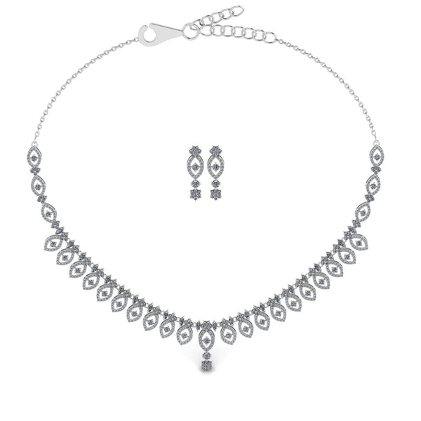 Miss Highness 925 Pure Silver Necklace Set Long Lasting Rhodium Plating | Elegant Free Size Bridal & Party Wear for Women