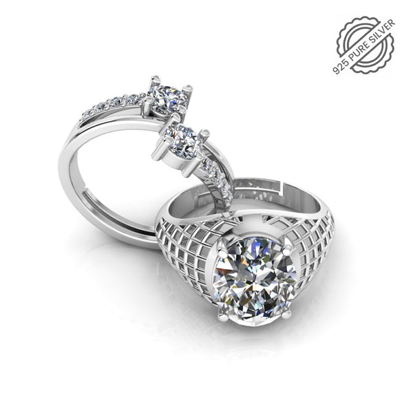 Pure 925 Silver Cubic Zircon Glamira Jonasia Ring for Couple's