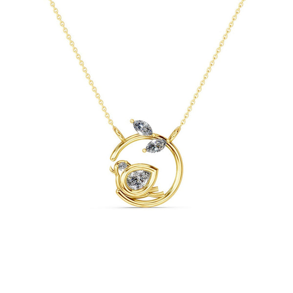 Miss Highness 925 Sterling Silver Gold Plated Bird Design Pendant Necklace with CZ Stones For Women