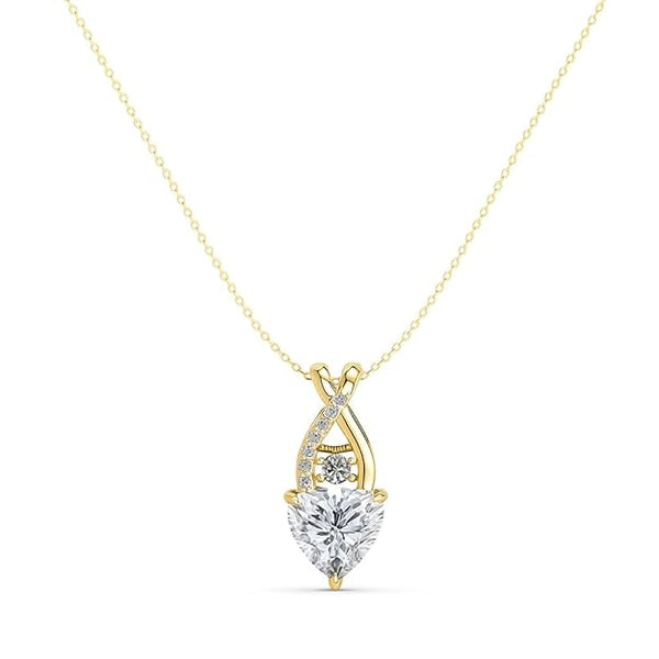 Miss Highness Heart-Shaped Solitaire CZ Pendant in Gold-Plated 925 Silver | Elegant Diamond-Cut Necklace for Women