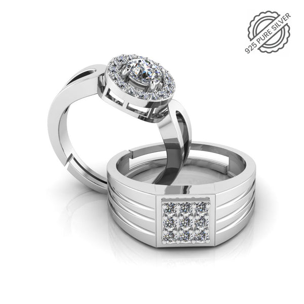 Pure 925 Silver Special  Cluster Glamaeria Couples Ring