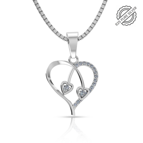 Pure 925 Silver Beautiful Love Heart Pendant for Women's