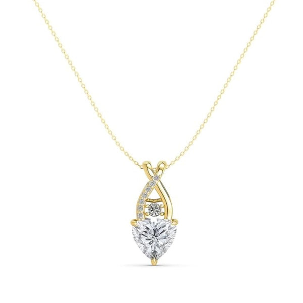 Miss Highness Heart-Shaped Solitaire CZ Pendant in Gold-Plated 925 Silver | Elegant Diamond-Cut Necklace for Women