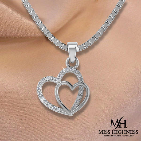 925 Pure Starling Silver Bonded Heart Pendent with chain