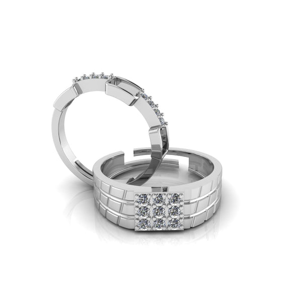 Pure 925 Silver Cut Diamond Minimal Zircon Couples Ring