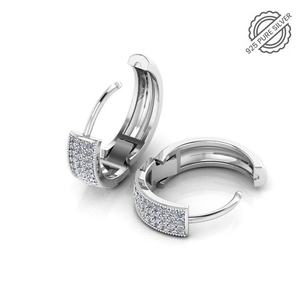 Pure 925 Silver Charming Crystal Stud Earring for Ladies