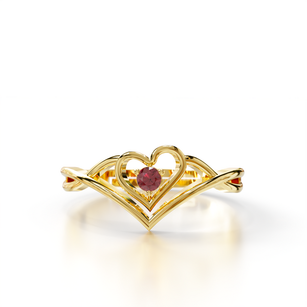 Miss Highness 925 Sterling Silver Gold-Plated Red Heart Solitaire Open Ring for Women & Girls | Daily & Special Wear with BIS Hallmark | Valentine’s Day, Birthday & Love Gift Jewellery