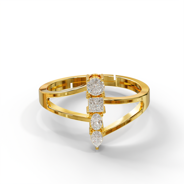 Miss Highness 925 Sterling Silver Gold-Plated Multi-Shape Stone Open Ring for Women & Girls | Daily & Special Wear with BIS Hallmark | Valentine’s Day, Birthday & Anniversary Gift Jewellery