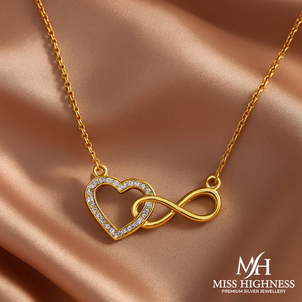 Miss Highness 925 Gold-Plated Heart Infinity Pendant Necklace For Women