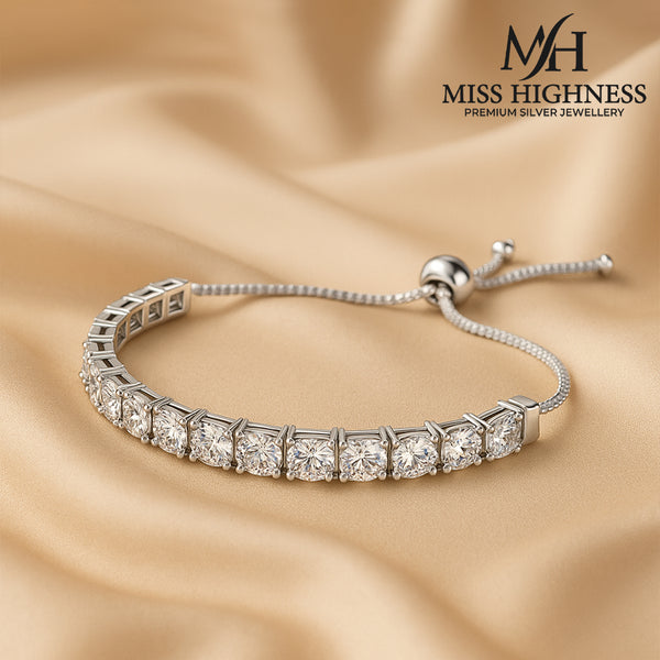 Miss Highness 925 Silver Adjustable Bracelet for Women & Girls