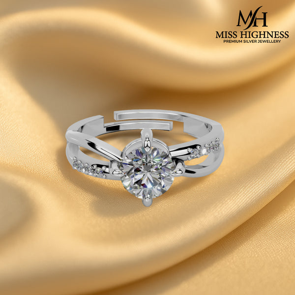 Miss Highness 925 Silver 24K Gold Plated Solitaire Ring with CZ for Women