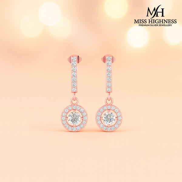 Miss Highness Rose Gold Dangle Earrings in 925 Silver & Zircon For Women