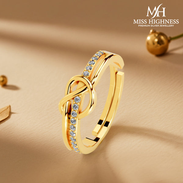 Miss Highness 925 Sterling Silver 24K Gold Plated Knot Design Promise Ring for Women