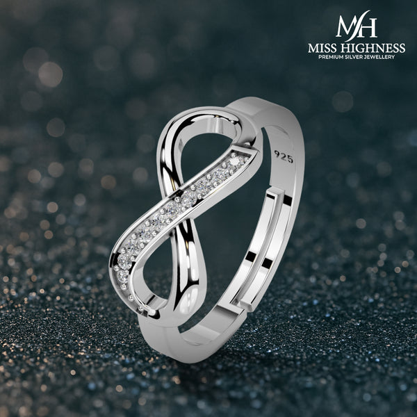 Miss Highness 925 Silver Plated Infinity Design Adjustable Ring for Women