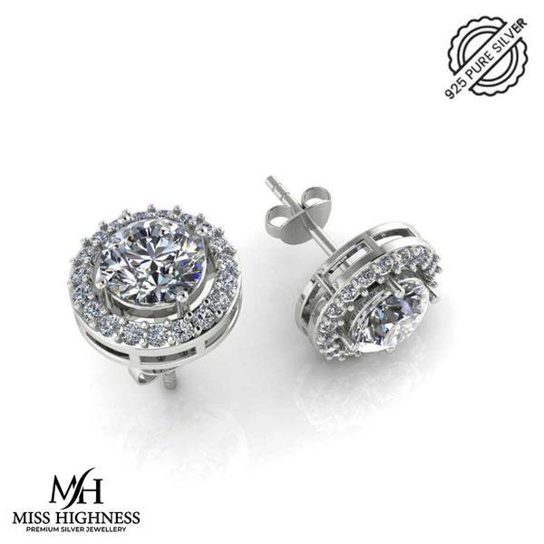 925 Sterling Silver Original Zircon Stud Solitaire Earrings for Women and Girls