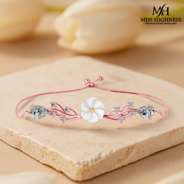 Miss Highness 925 Pure Silver & Rose Gold Plated Adjustable Bracelet for Women