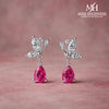 Miss Highness Pink Drop Zircon Earrings in 925 Silver & Rhodium For Women