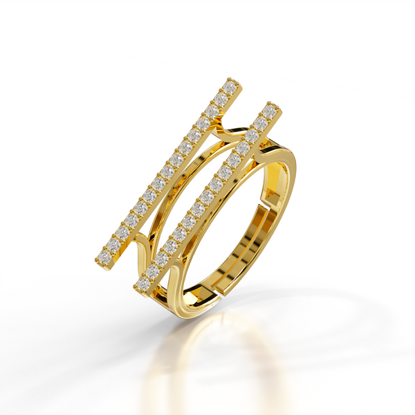 Miss Highness 925 Sterling Silver Gold-Plated Dual Bar Open Ring for Women & Girls | Daily & Party Wear with BIS Hallmark | Valentine’s Day, Birthday & Anniversary Gift Jewellery