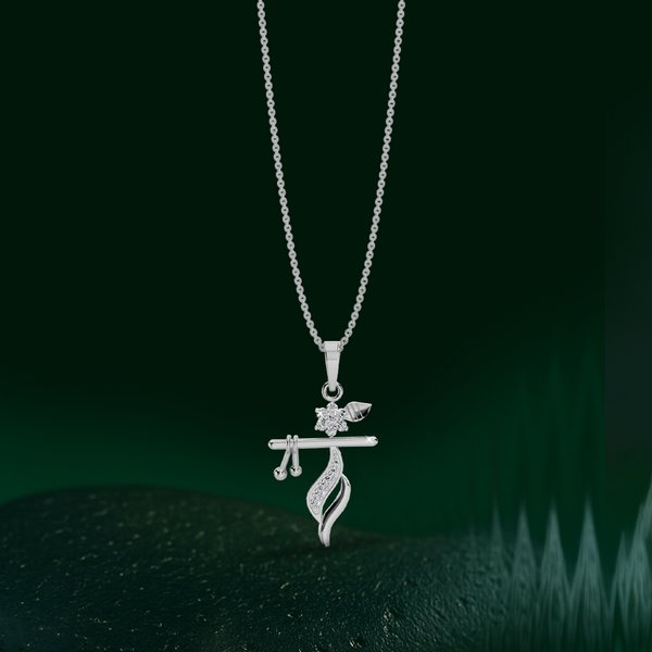 Pure 925 Silver Shri Krishna Flute Pendant pendent with chain