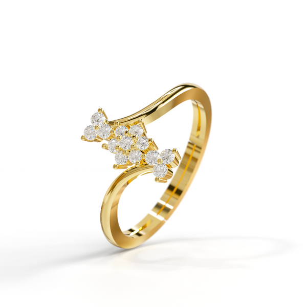 925 Sterling Silver 24K Gold-Plated Sparkle Cluster Wave Ring for Women & Girls