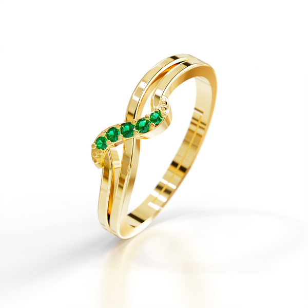 Miss Highness 925 Sterling Silver Gold-Plated Green Stone Wave Open Ring for Women & Girls | Daily & Special Wear with BIS Hallmark | Valentine’s Day, Birthday & Anniversary Gift Jewellery