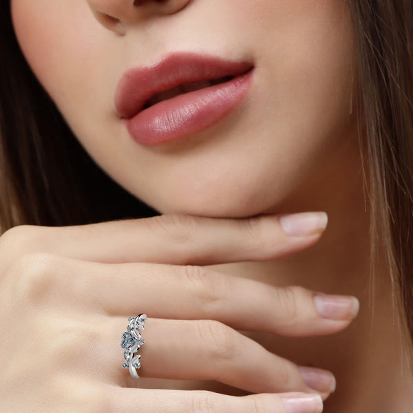 Miss Highness Pure 925 Sterling Silver Heart Shape Diamond-Cut CZ Engagement Ring for Women & Girls