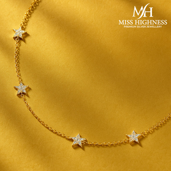 Miss Highness 925 Pure Silver 24K Pure Gold Plated Star Chain | Necklace for Women