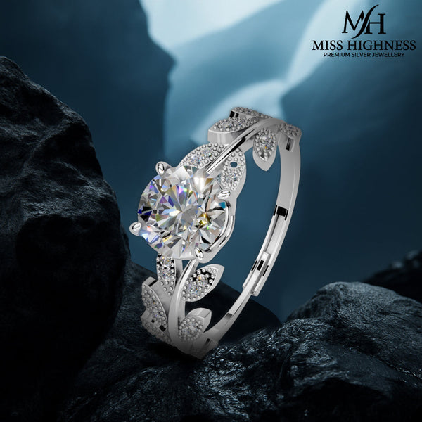 Miss Highness Premium 925 Silver Floral Leaf Ring for Women