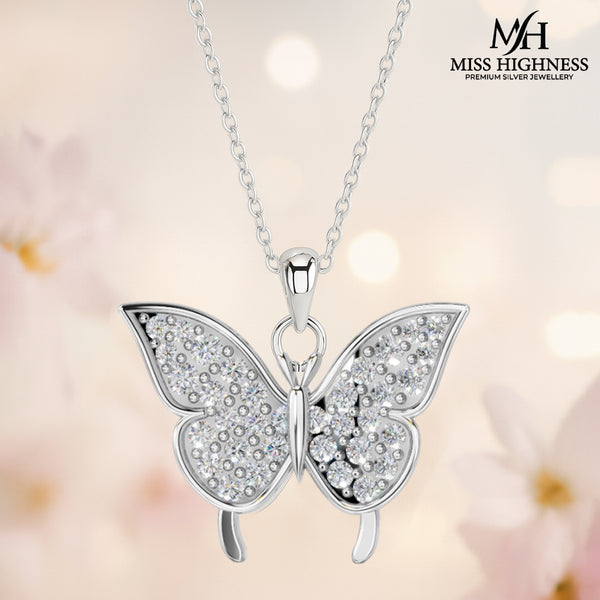 Miss Highness 925 Silver Butterfly Pendant Necklace for Women