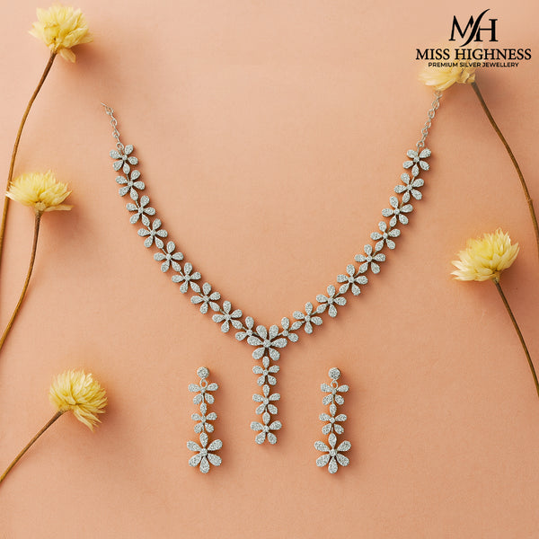 Miss Highness 925 Sterling Silver Necklace & Earring Set for Women