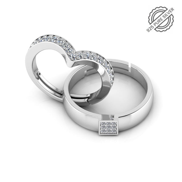925 Pure Starling Silver Wave V Ladies Special and Classy Status Special Couple's Ring