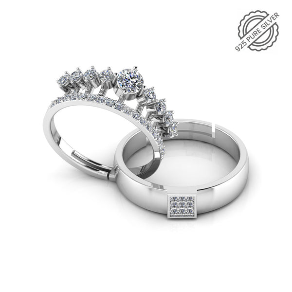 925 Pure Starling Silver Elizabeth's Crown Special and Classy Status Special Couple's Ring