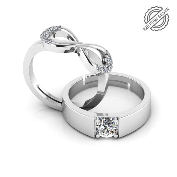 925 Sterling Silver Zircon Infinity Love Couples Ring