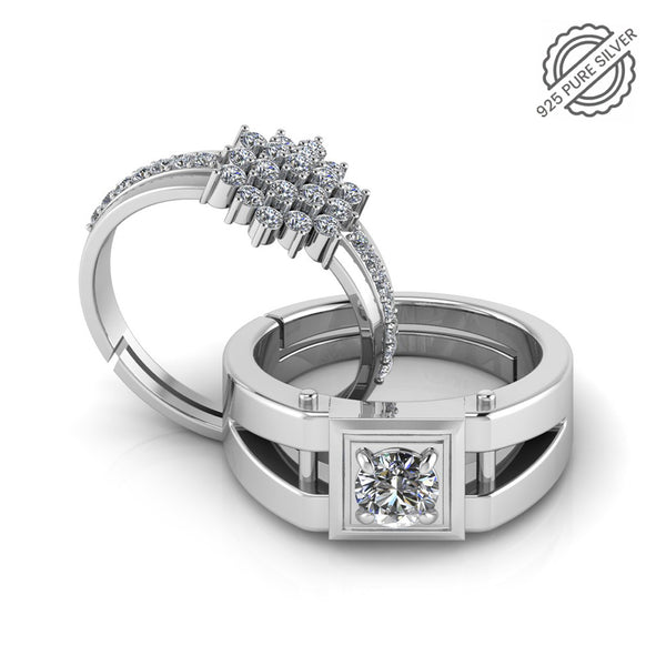 925 Pure Sterling Silver Pretty Posy Cocktail and Stardom Special Couple's Ring