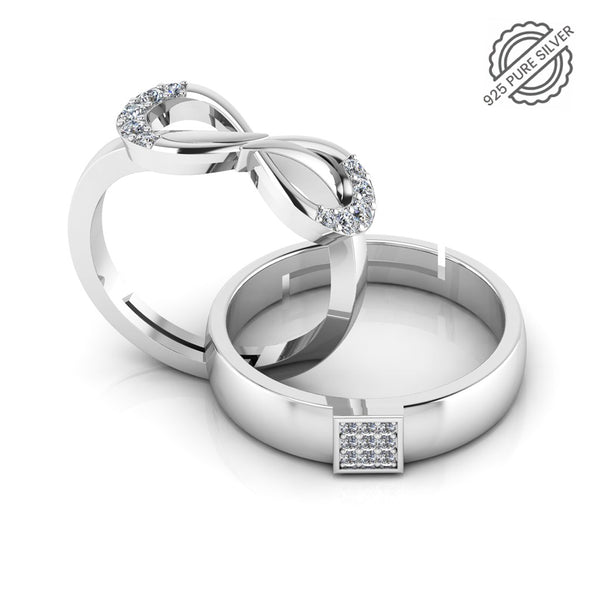 925 Pure Starling Silver Zircon Infinity Free size and  Classy Status Special Couple's Ring