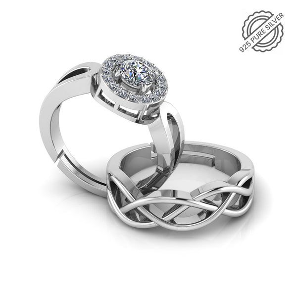 925 Pure Starling Silver Glamaeria and Celtic Knot Special Couple's Ring
