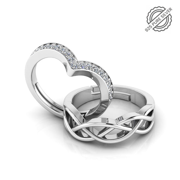 925 Pure Starling Silver Wave V Ladies Special and Celtic Knot Couple's Ring