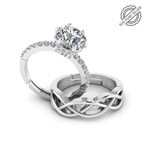 925 Pure Silver Miss Carat Women's Special and Celtic Knot Couple's Ring