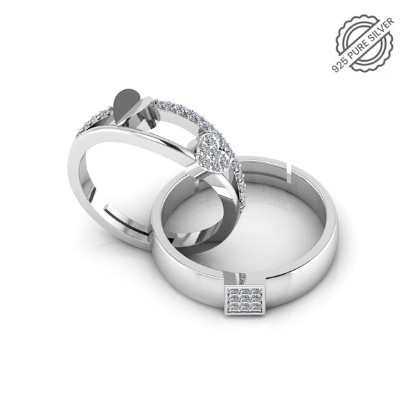 925 Pure Silver Zircon Classy Status Special Ring For Couple's