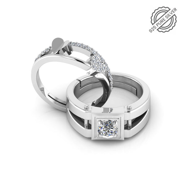 925 Pure Silver Zircon Stardom Special Couple's Ring
