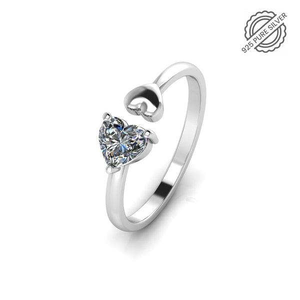 925 Pure Silver double Heart Diamond Ring For Ladies