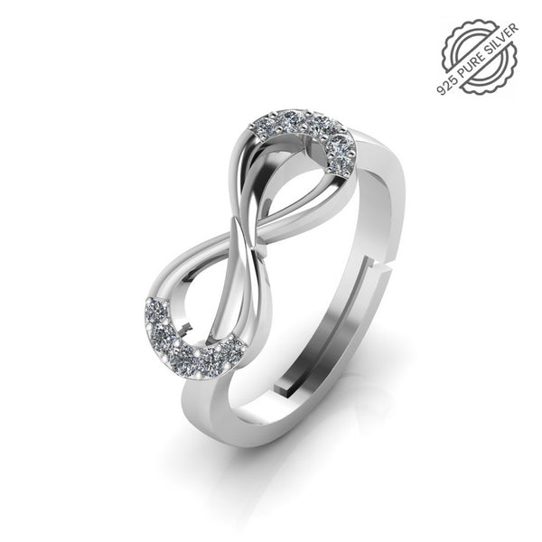 925 Sterling Silver Zircon infinity Ring Freesize