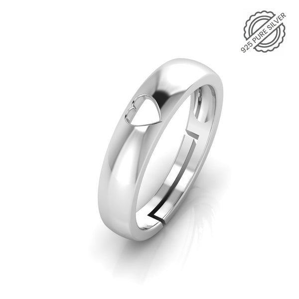 925 Sterling Silver Crystal heart Freesize Ring for Men